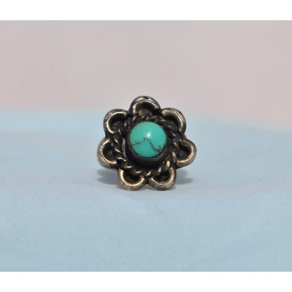 Old Pawn Sterling Silver Native American Indian Turquoise Ring Size 6.5 - Picture 1 of 6